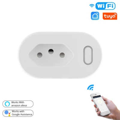 Wi-Fi Smart Power Socket Plug Brightness Adjust Timer Plug Tuya Smart Life APP Compatível com Amazon Alexa Google Assistant Voice Control Br